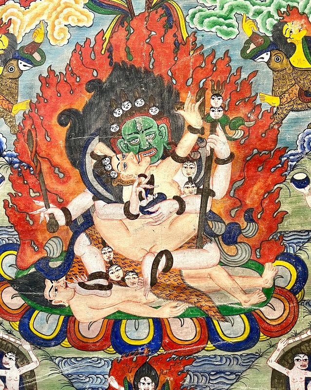 Early 20th Century Tibetan Thangka of Mahakala, Famous Collection