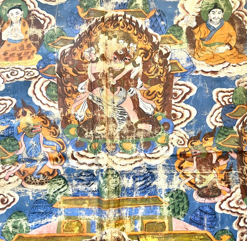 19th Cty. Tibetan Thangka of Vajrapani and Mahakala, Famous Collection