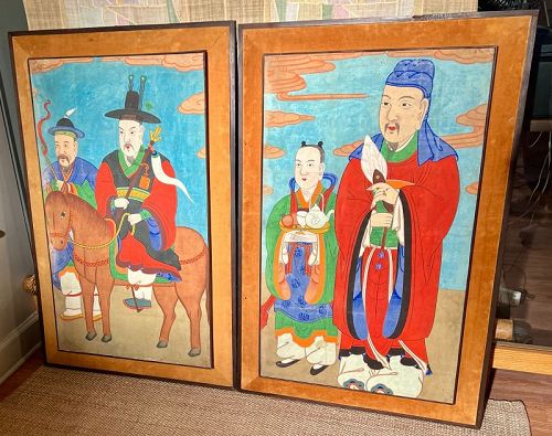 The Only Joseon Era Shaman Paintings for sale anywhere, Very Rare Pair