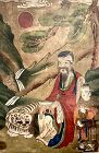 Painting of the Mountain Spirit Sansin and his Tiger and Attendant