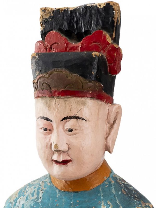 Large 19th Century Wood Sculpture the Benevolent Scholar Administrator