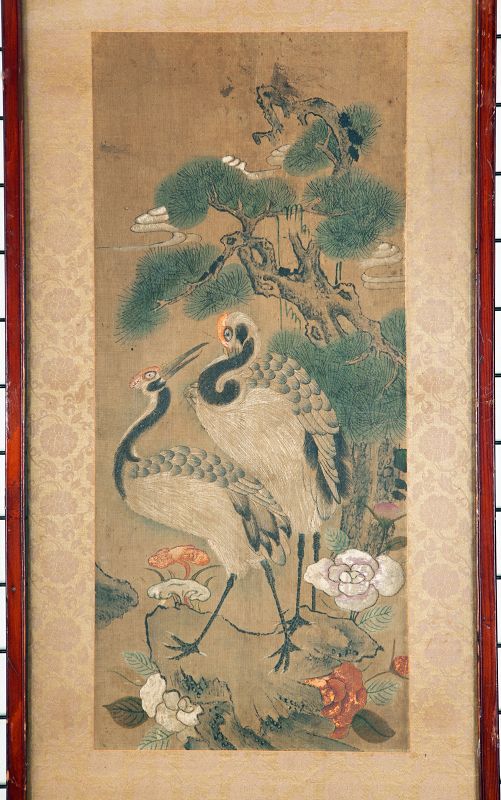 A Superior Example of a Rare 19th Cty. Korean Bird and Flower Painting