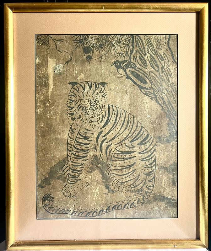 Scarce Early Primitive Korean Tiger Painting