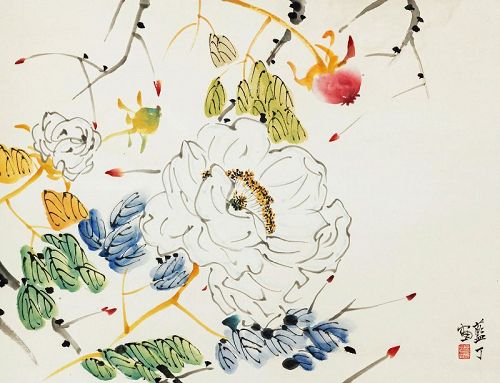 Peonies by Park No Soo, Korea's Most Acclaimed Traditional Painter