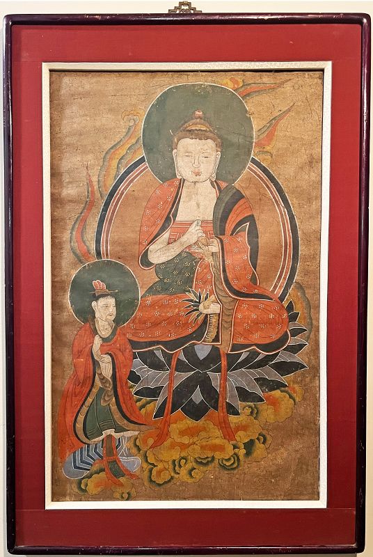 Rare 19th Century Korean Painting of the Medicine Buddha, Yak Bul