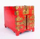 Korean Joseon Dynasty Safe Lacquered in the Rare Royal Shade of Red