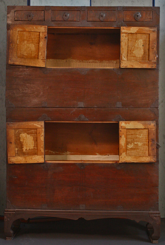 Rare, Old Two Unit Stacked Chest of Maple and Pine