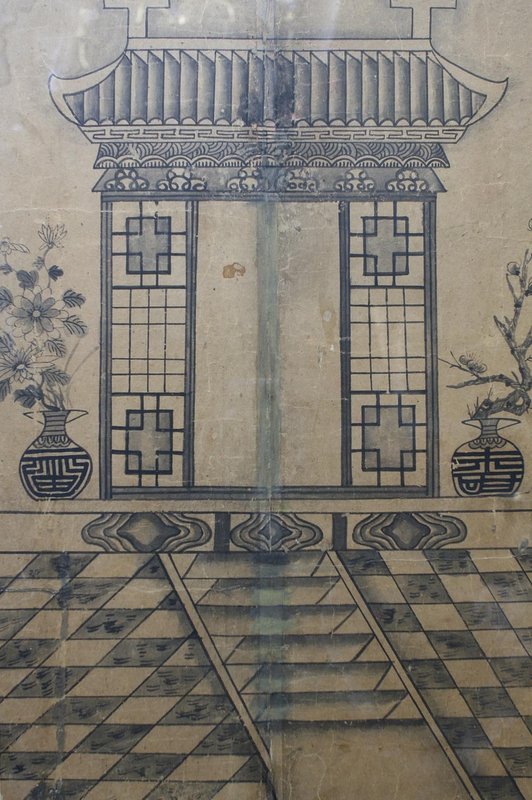 Rare Antique Korean Ancestor Spirit Shrine Painting