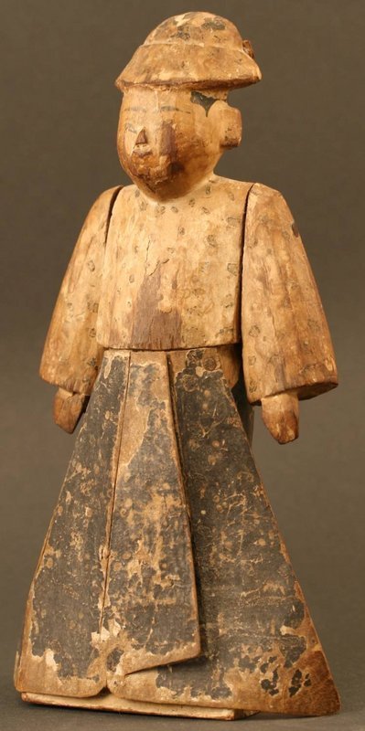 Fine 18th Century Burmese Doll of Wood and Leather