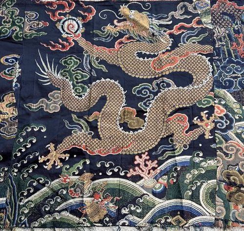Chinese Qing Dynasty Dragon  Brocade Fragment