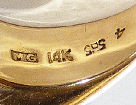 Signed Art Deco 14K Pave Diamond Onyx Ring