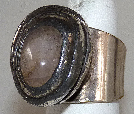 Chunky Jacob Hull Rose Quartz Silver Danish Ring