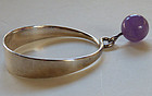 Rare Hans Hansen Amethyst Modernist Bangle Bracelet