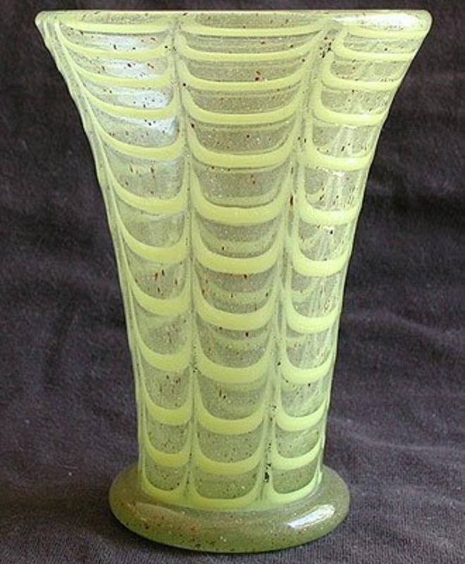 Early Murano Aventurine &amp; Yellow Draped Vase