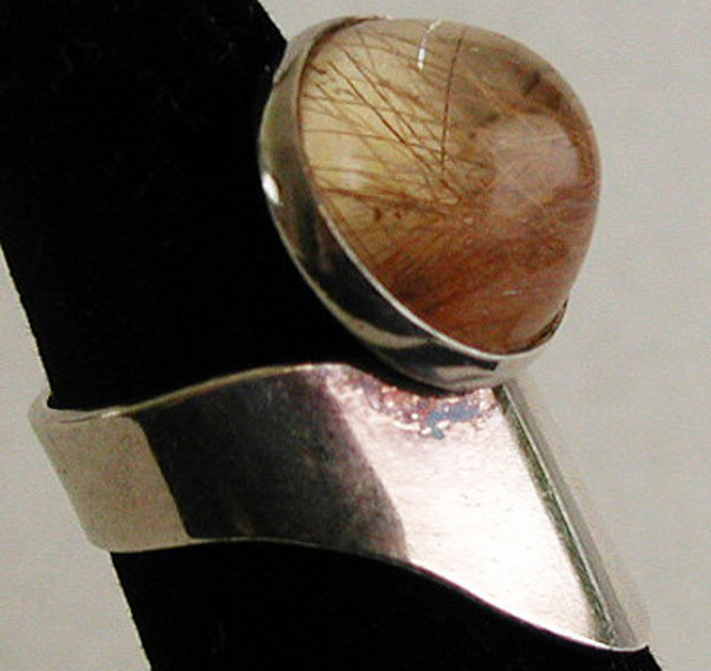 Finnish Rutilated Quartz Sterling Modernist Ring