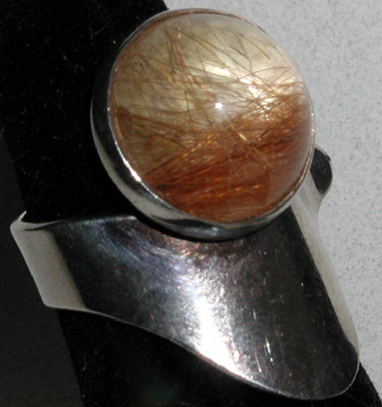 Finnish Rutilated Quartz Sterling Modernist Ring
