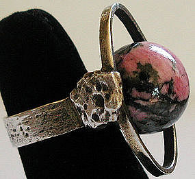 Primitive Modernist Rhodonite Sphere Ring