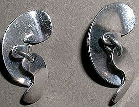 Rare Sam Kramer Modernist Biomorphic Earrings
