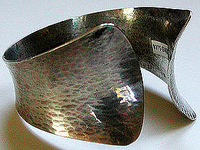 Wide Textured 1971 Swedish Modernist Cuff Bracelet