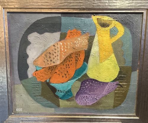 Cubist Still Life by Russian Constructivism Art Fish with Pitcher