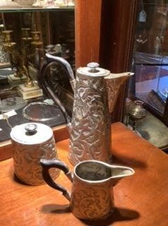 European German late 18th century Silver Coffee Set Repoussé