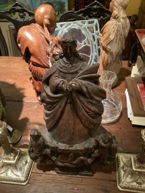 German Carved Sculpture of the Holy Mother 18th Century