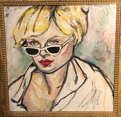 “Woman with Sunglasses I”By American Master Anne Lane,Oil 20x20”