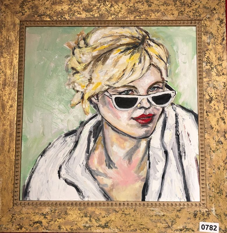 Woman with Sunglasses III, By American Artist Anne Lane, 20x20 in.