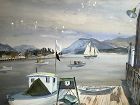 Harbor Scene by Artist Bruce Handiside  Mitchell