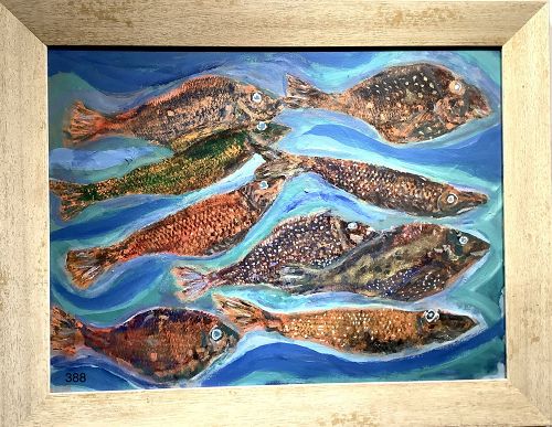 Abstract Fish painting oil on Canvas