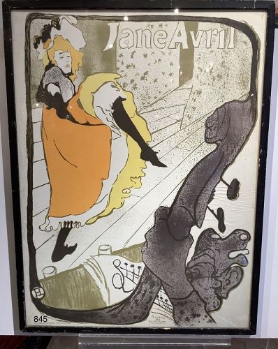 FRENCH MASTER TOULOUSE LAUTREC 1864-1901 “Jane Avril” LITHO. 32” x 25”