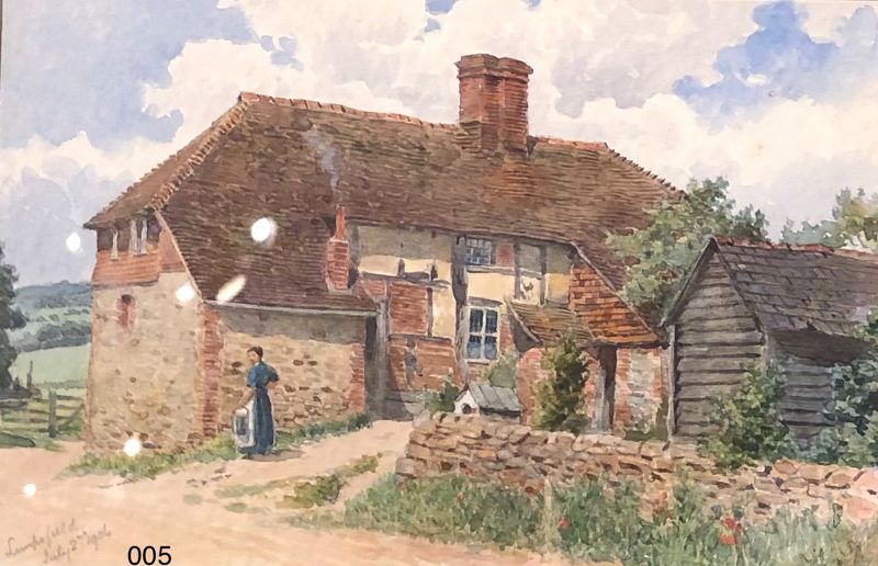 English Cottage Scene signed Lunsford