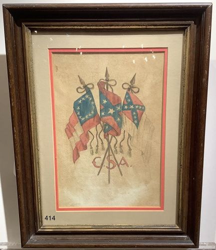 Confederate Flags Watercolor dated 1896
