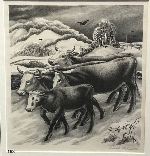 Winter Landscape with Grazing Cows