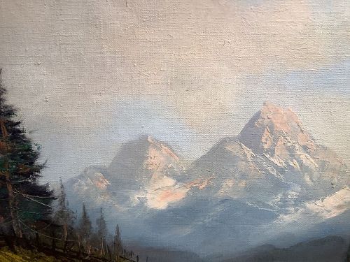 AMERICAN ARTIST BERN BURGER, VIEW OF MOUNT SHASTA  1950’s 16”