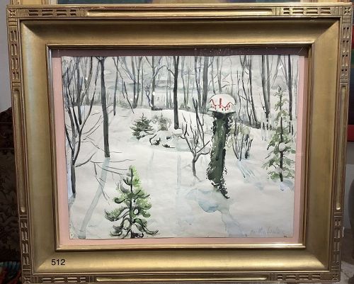 Martha Walter “Garden In The Snow” Watercolor 15” x 18”
