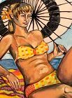 Anne Lane American Master Artist  “Woman At The Beach” Oil 36x48 inch