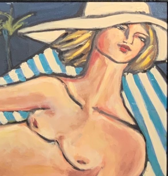 “The Nude Beach” By American Master Artist Anne Lane, Oil 24x48”