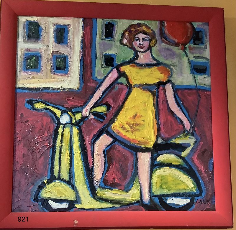 American Master  Artist Anne Lane “Scooter Lady” Oil 24x 24in