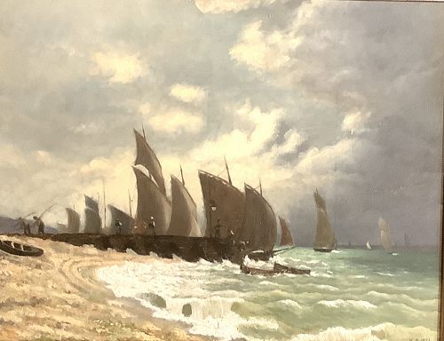 Sailings Boats At The Harbor Oil 17” x 20”
