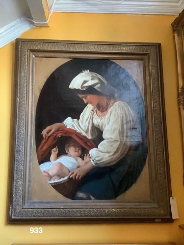 British Artist J. Leslie Italian Mother and Child 36x28”