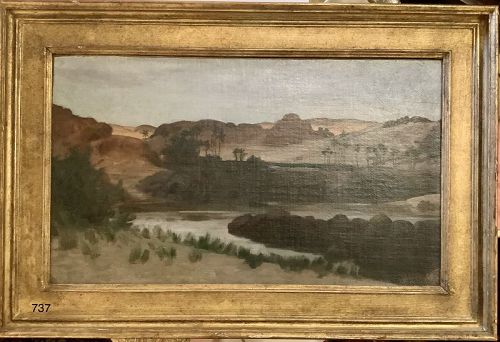 “Scenes of Egypt” Oil on canvas by Elihu Vedder 9.5” x 16”