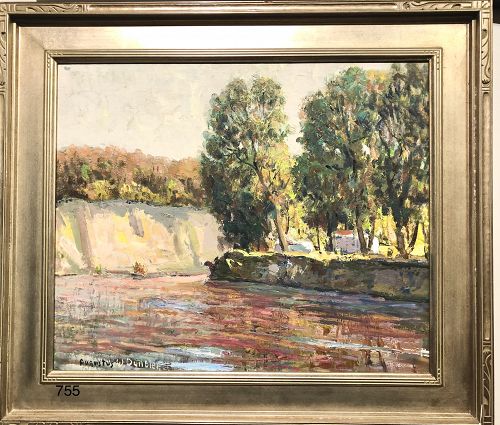 AMERICAN ARTIST AUGUSTUS DUNBIER 1888-1977 Red River  Oil 20” x 24”