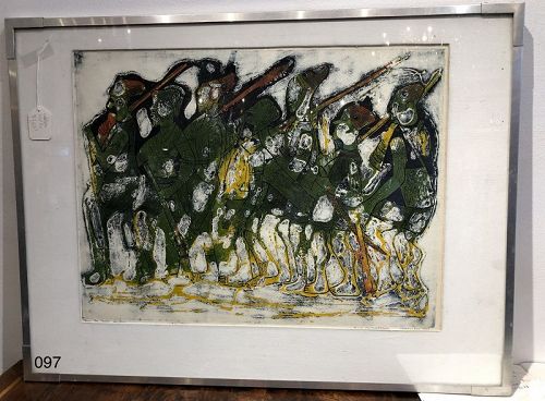 Nigerian MasterArtist Bruce Onobrakpey 1970 Lithograph