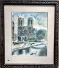 Parisian Artist Notre Dame watercolor