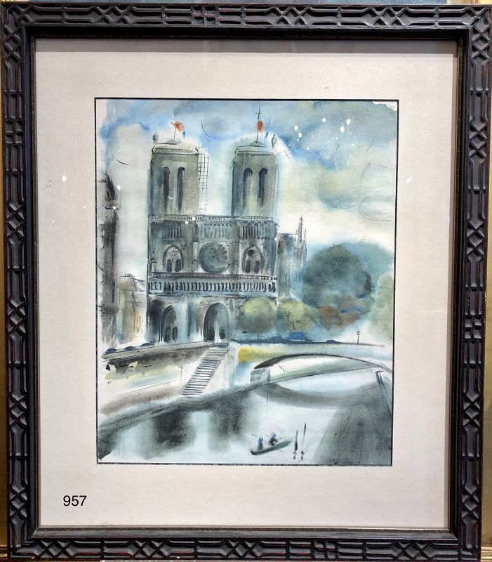 Parisian Artist Notre Dame watercolor