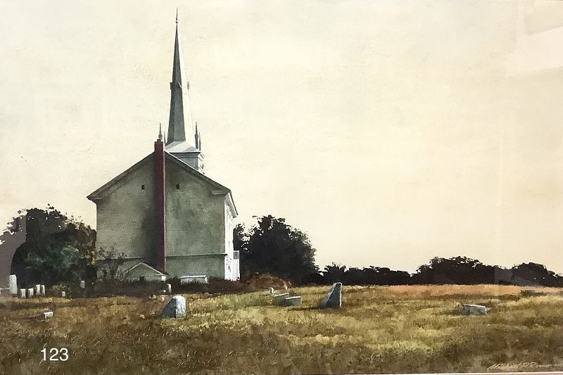 Artist Michael P Rocco “Wyeth’s Chapel” Watercolor 26x35 inches