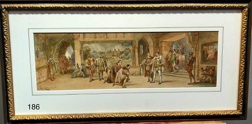Charles CATTERMOLE, English watercolorist “Court Scene”
