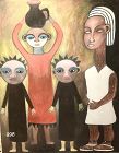 Ivory Coast Artist Ephrem Kouakou “The Twin Sisters” oil 48X40"