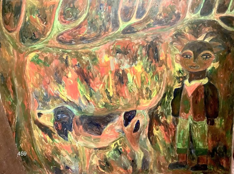 Artist Ephrem Kouakou Abstract Figure Master 40x48” Oil on Canvas